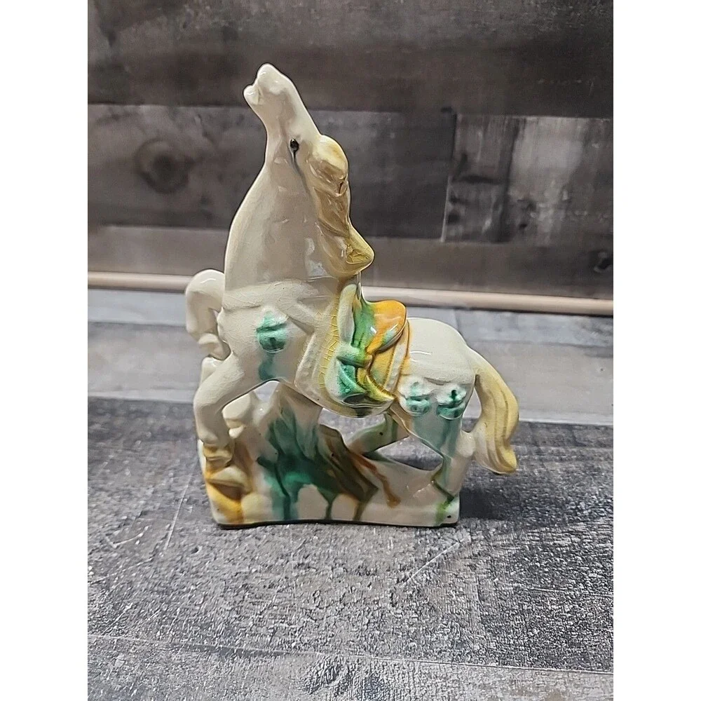 Vintage Chinese Tang STYLE Sancai Tri Glaze Ceramic Horse Statue